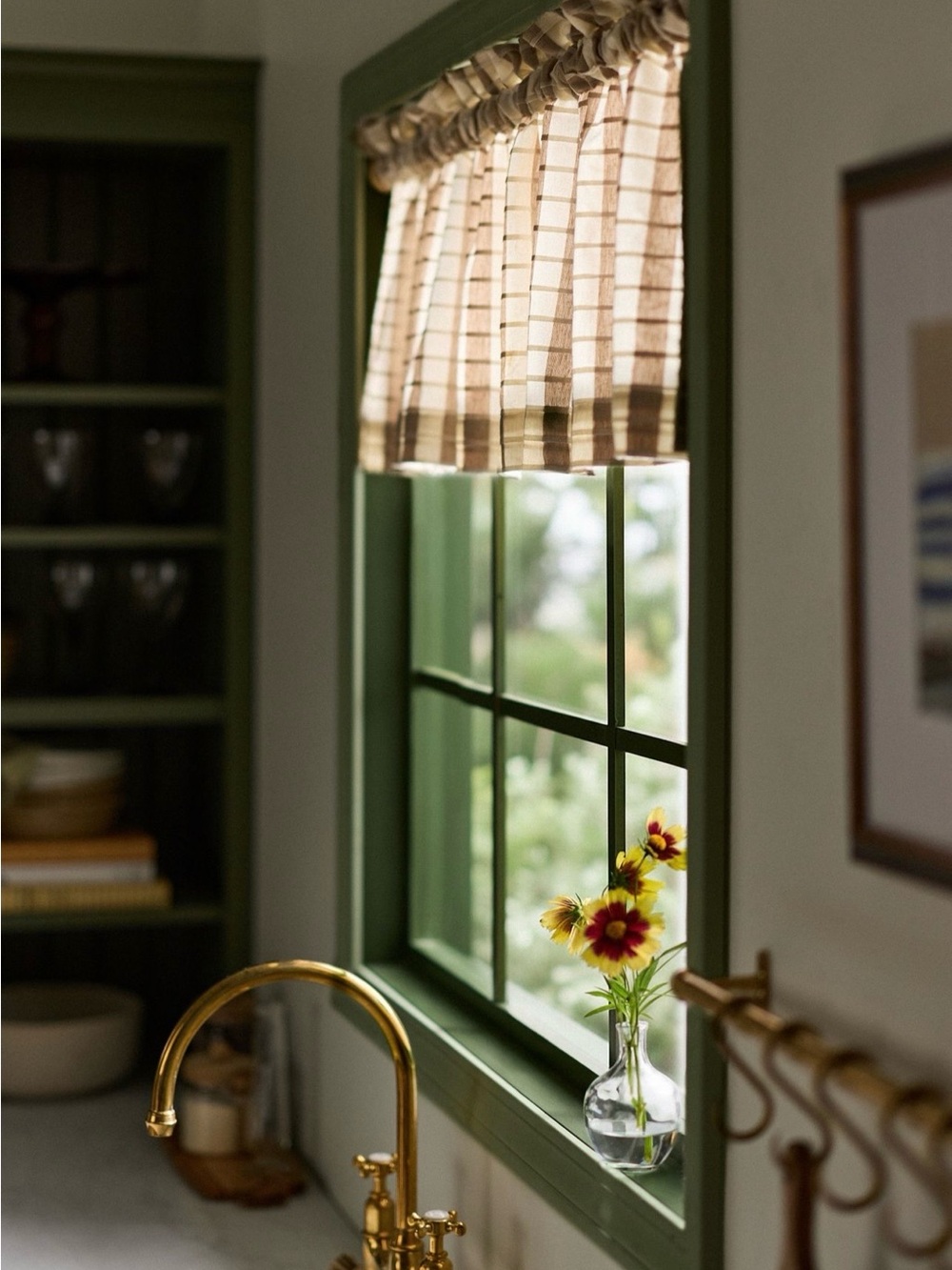 Anthropologie Cotton Woven Stripe Valance Curtain, Taupe